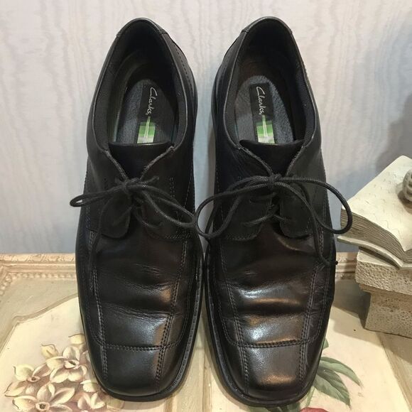 Clarks Black Leather Newman Bicycle Toe Oxfords Sz 11 - Picture 6 of 15